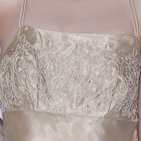 Poly USA #2334 Floor Length Organza Bridesmaid or Formal Gown-Size S-GOLD - Picture 4 of 4